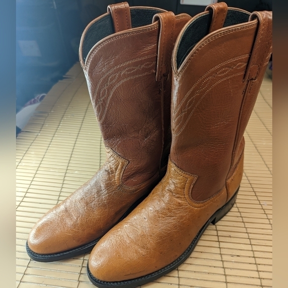 Dan Post men's sz 7.5D genuine exotic smooth Ostrich Cognac brown. Worn one time - Picture 1 of 12